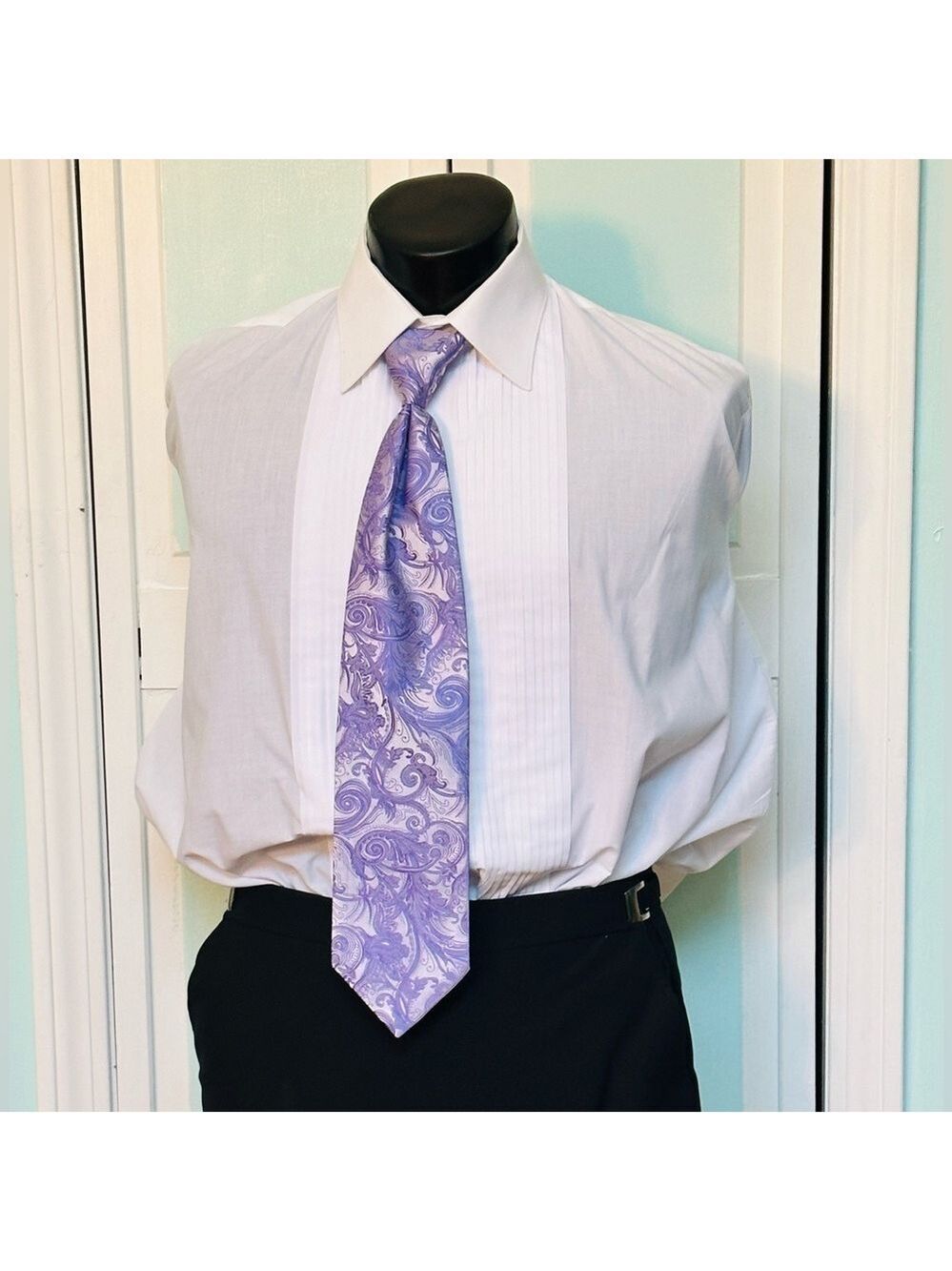 Freesia Purple Tie Wedding Prom Tuxedo Wisteria Pre Tied clip tapestry pattern